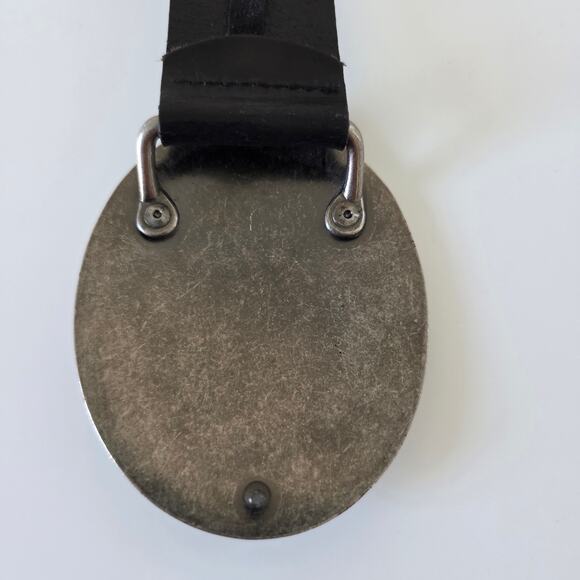 Landes Black Leather Belt with Oval Concho Rhinestone Buckle Size Small Canada main image 12